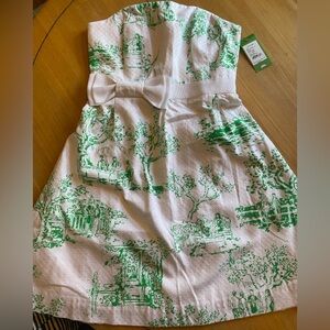 Lilly Pulitzer Green and White Amberly Resort SPRING FEVER Toile Dress NWT Size